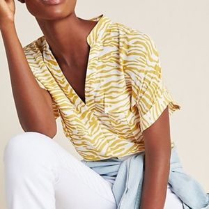 Anthropologie Maeve Yellow Print Top XS